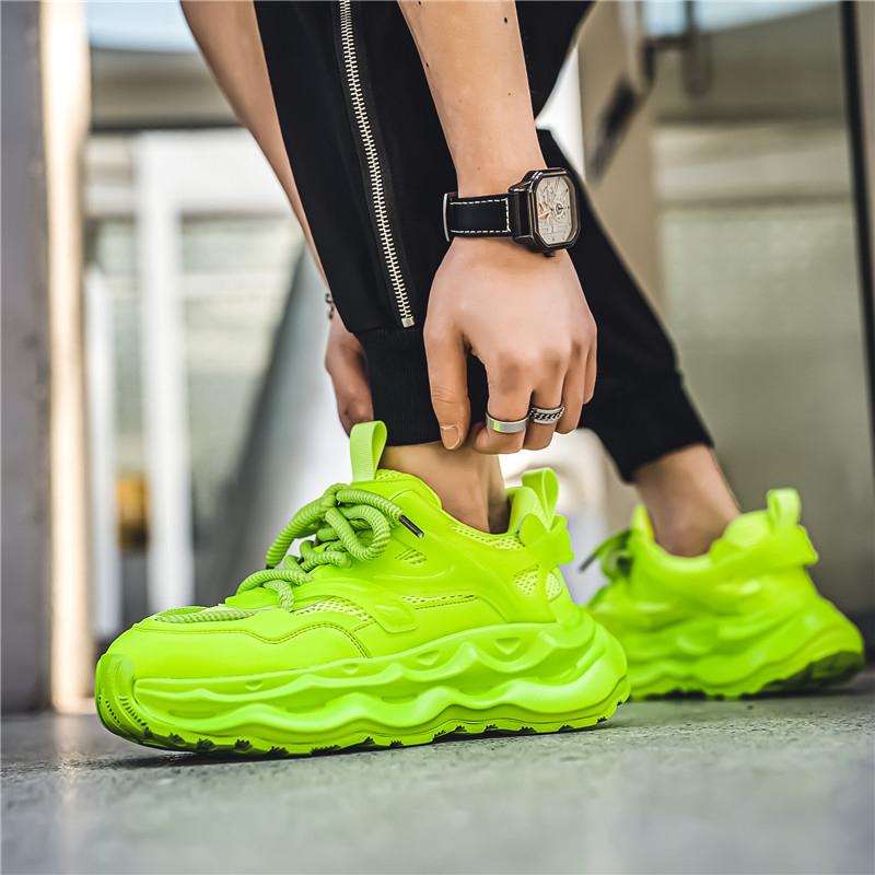 Fashion Men's Green Casual Sneakers 2024 Designer Platform Trainer Shoes Men Streetwear Height Increasing Sport Shoes Men Chunky Sneaker