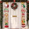 Merry Christmas Decor Door Hanging Banner Santa Claus Snowman Elf Couplet Xmas New Year Party Yard Front Door Ornament Xmas Gift