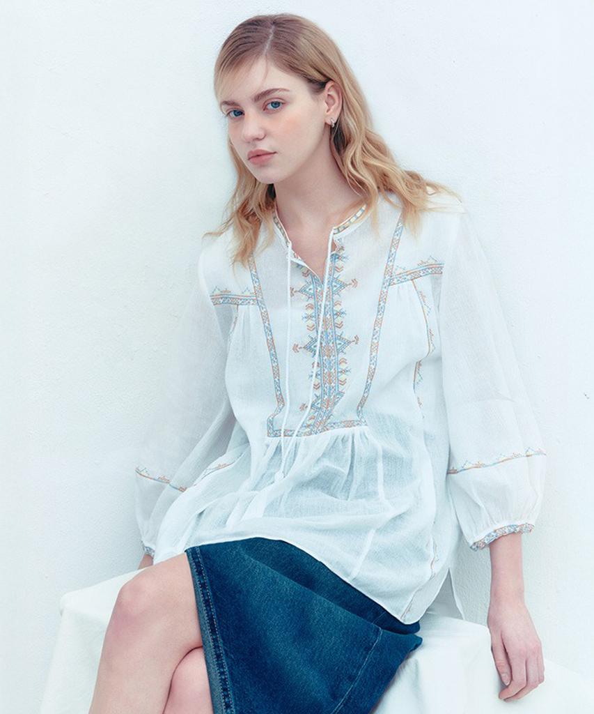Leogkibeulaendeu Boho Chic Tassel Blouse White