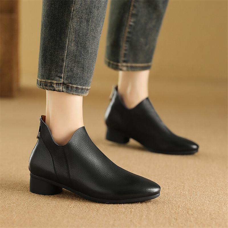 Fashion New Autumn Genuine Leather Women Boots Casual Short Boots for Women Fashion Boots Low Heels Ladies Shoes Concise Ankle Boot