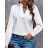 Women's Fashion Casual Spring Fall Solid Color Print Long Sleeve V-Neck Blouses & Shirts