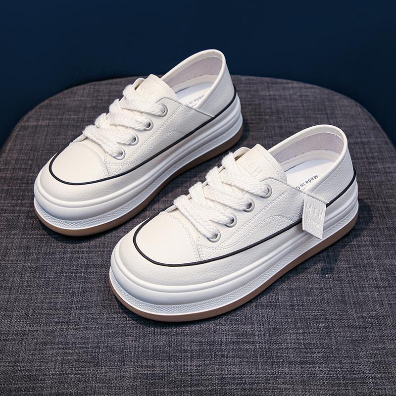 Fashion New Women's Outdoor Sports Shoes Thick Soled Casual Fashion Lace Up Running Shoes Comfortable Solid Color Vulcanized Shoes