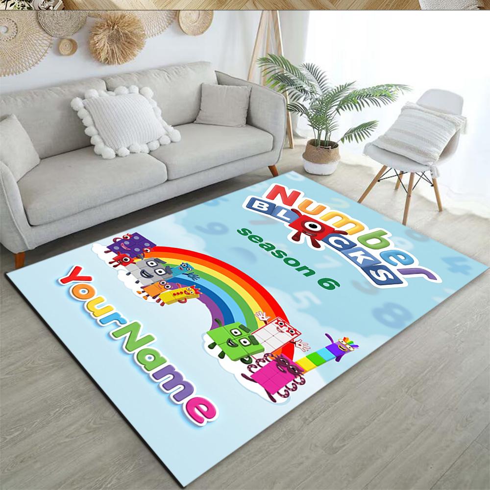 Numberblocks Customizable Name Area Rug Design for Living Rooms Study Room Entryway Dormitory Antislip Carpet Anime Office Decor Spiritual Gift