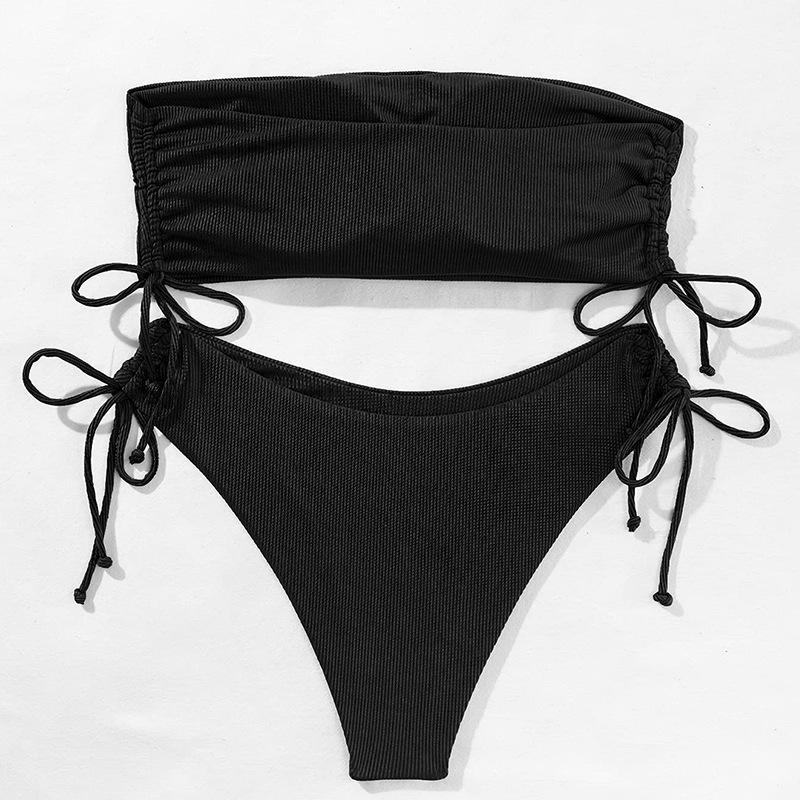 Costum de baie sexy european și american bandeau split - Bikini cu șnur la modă pentru femei