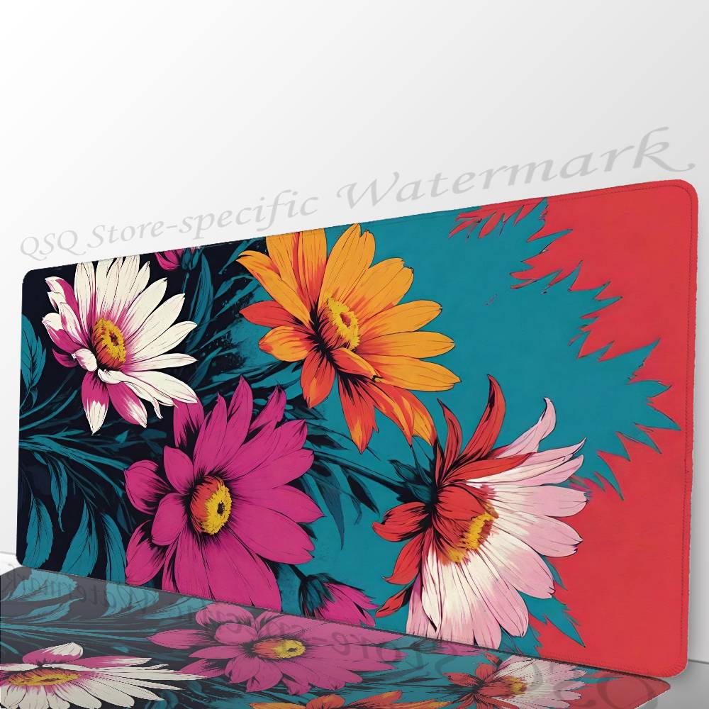 Vintage Flower Daisy Mousepad Non-slip Suitable For Office Computers Laptops E-sports Game Desk Mats XXL Keyboard