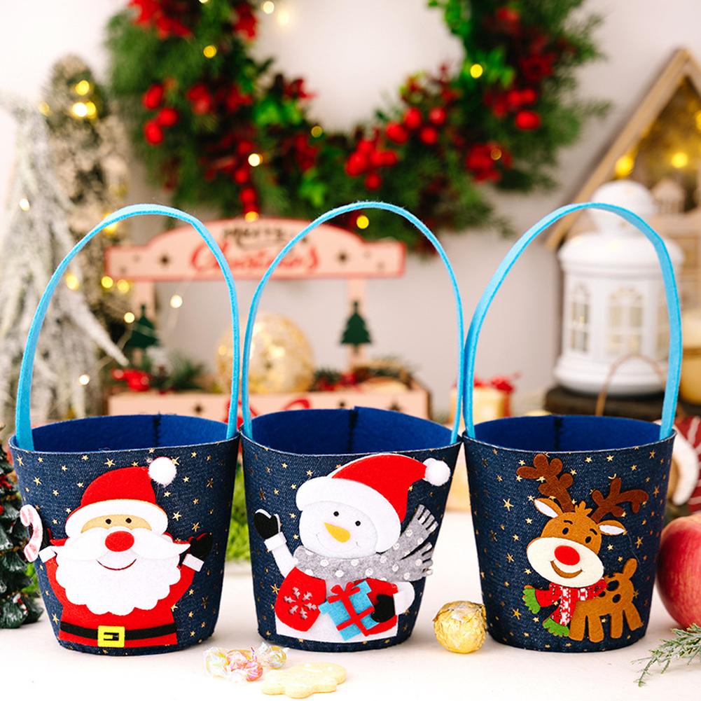 Christmas Bags Fabric Present Bags Santa Claus Tote Cheerful Decoration
