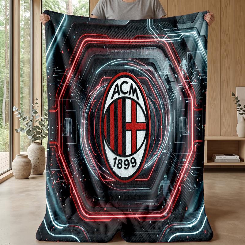 Κουβέρτα Θέματος AC Milan Μαλακή Κουβέρτα Φανέλα Βελούδινη Κουβέρτα Ρίψης Ζεστή Κουβέρτα Καναπέ-Κρεβάτι για Διακόσμηση Σπιτιού