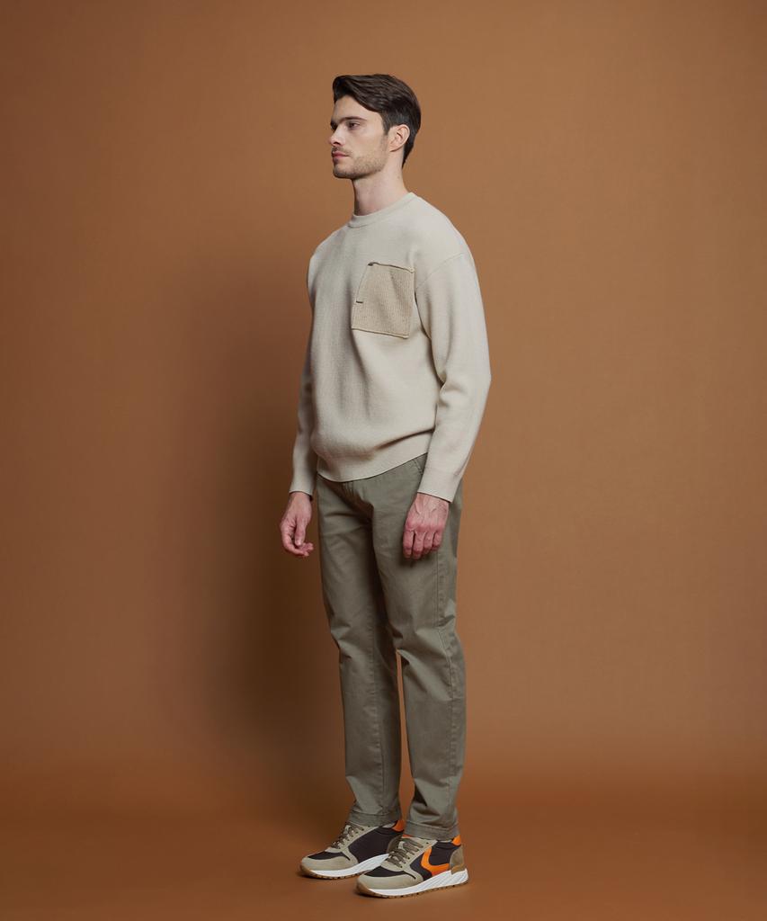 PANICALE Beige Wool Blend Contrast Pocket Knit
