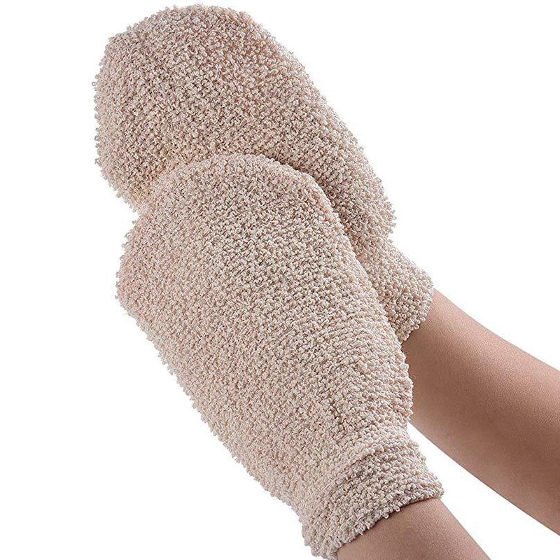 1Pc Exfoliating Hemp Bath Glove Mitten Bamboo Fiber Double-Sided Bath Gloves