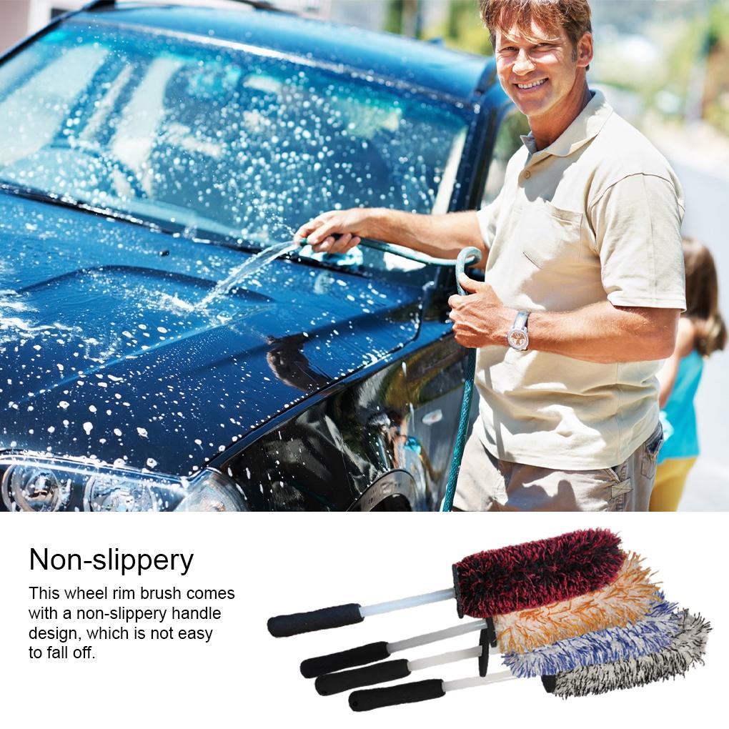 Bilvask Super Brush Microfiber Premium Wheels Børste Sklisikkert håndtak Lett å rengjøre Felger Eiker Wheel Barrel Biltilbehør