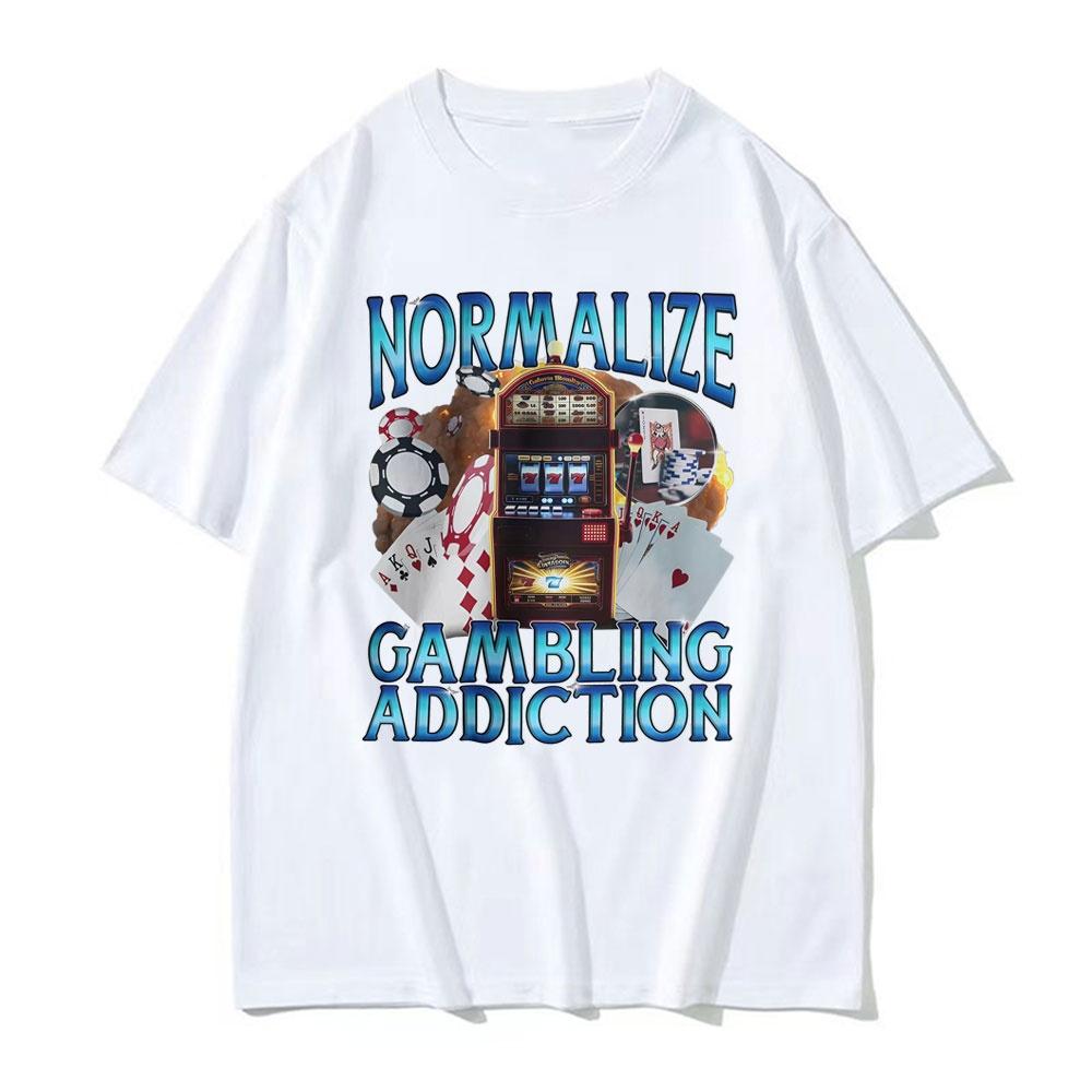 SpringSummer Slot Machine and Poker Chips Funny Fun Printed Cotton Loose Short Sleeve Round Neck Mens Casual Fashion Tshirt