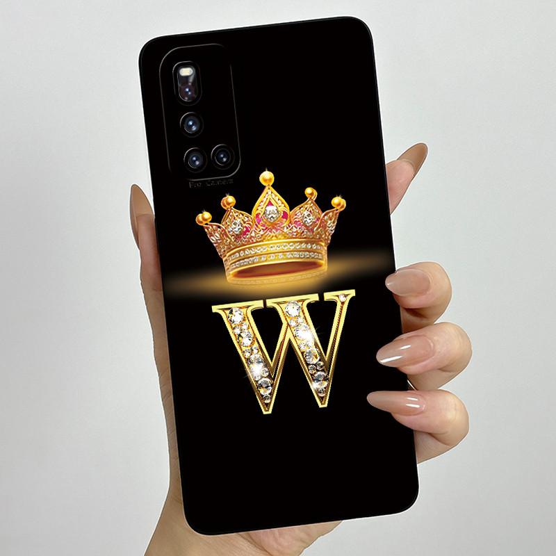 For Vivo V19 1933 Case Luxury Crown Letters Couple Liquid Silicone Soft Phone Cases For Vivo V 19 Camera Protection Back Cover
