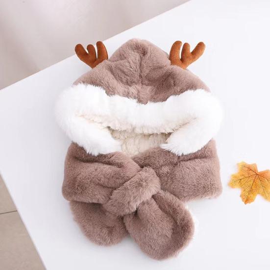 Yousheng Baby Muts Winter Warm Verdikt Pluche Gewei Design Winddicht Temperatuurvasthoudend Zacht Baby Buitenmuts met Sjaal Design