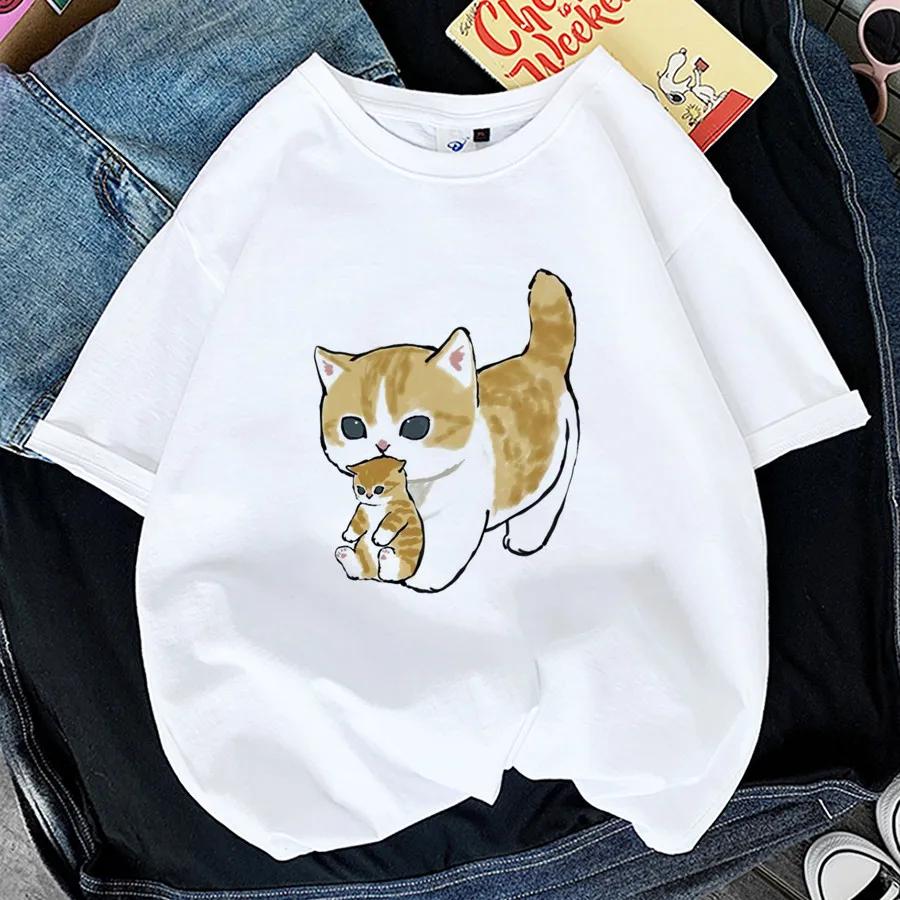 Μπλουζάκι με μπλουζάκι Γυναικείο 2024 Kawaii Cat Shark T-shirt Καλοκαιρινό κοντομάνικο μπλουζάκι μόδας της Κορέας Harajuku Αστείο γραφικό μπλουζάκι με ζώα