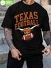 Texas Football Graphic T-shirt - 100% Cotton Short Sleeve Tee with Bold Orange Print