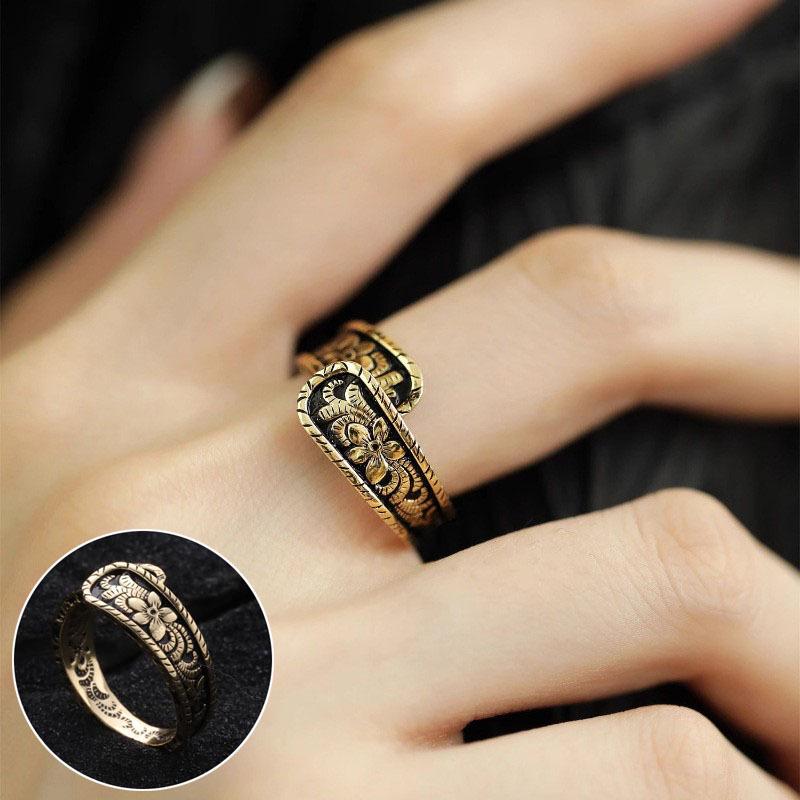 Koreanischer Stil S925 Versilberter Geometrischer Offener Fingerring - Damen Vintage Hip Hop Schmuck für Zeige- oder Ringfinger.