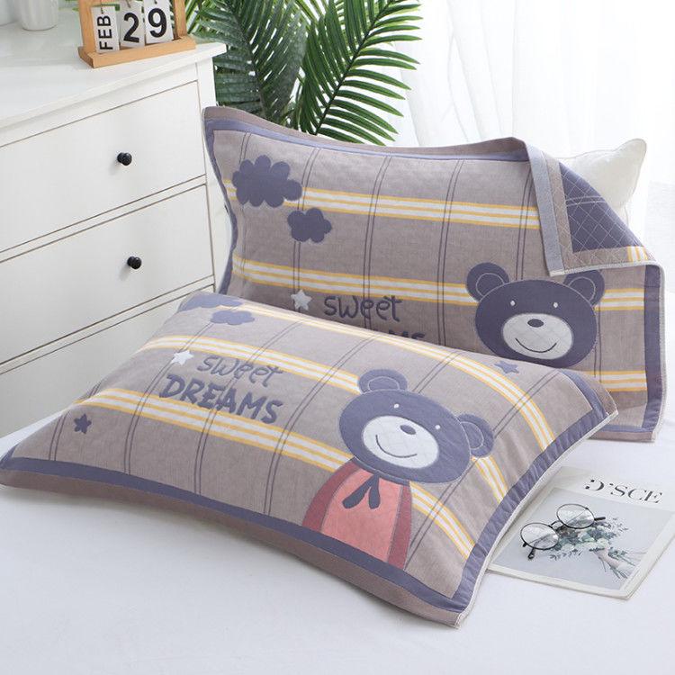 Extra Large and Thick Plaid Cotton Pillow Towel Set - Stain-Resistant Home Gauze for Couples, Students
