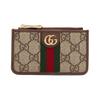 Gucci Ophidia Presbyopia Logo Striped Web Canvas Patch Leather Card Holder Card Holder Unisex Couple Style Ebony/Brown