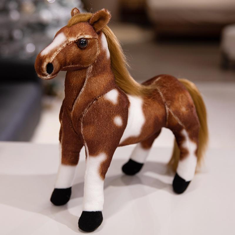 Real Foal Plush Toy White Horse Black Horse Sweat Blood BMW Children's Plush Toy Ornaments Thousand-mile Horse Doll