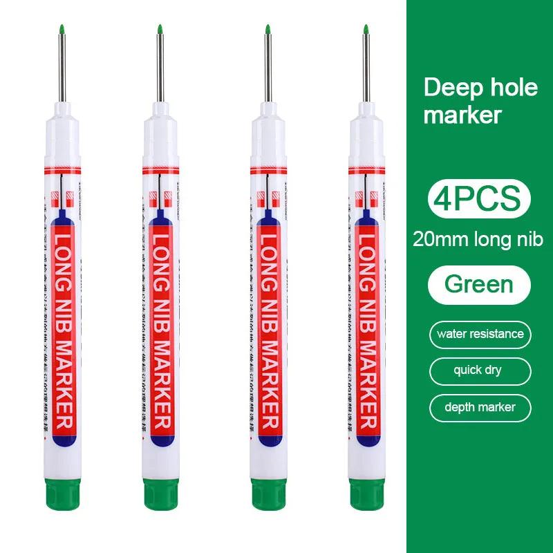 1PC Deep Hole Marker Pens Bathroom Woodworking Decoration 20mm Long Head Markers Pen for Metal Glass Cotton Leather Goods Mark