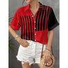 Simple and Personalized Love Print Summer Women's Plus Size Lapel Short Sleeved Shirt Fashionable Daily Versatile Casual Top