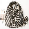 2024 Linen Cotton Linen Hand Feel Silk Scarf Classic Geometric Fashion Versatile Shawl Autumn And Winter Warm Women