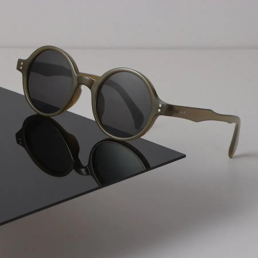 Vysoce kvalitní designové kulaté sluneční brýle Dámské Pánské Retro Černé sluneční brýle Luxusní Osobnostní brýle Zrcadlové sklo Sexy