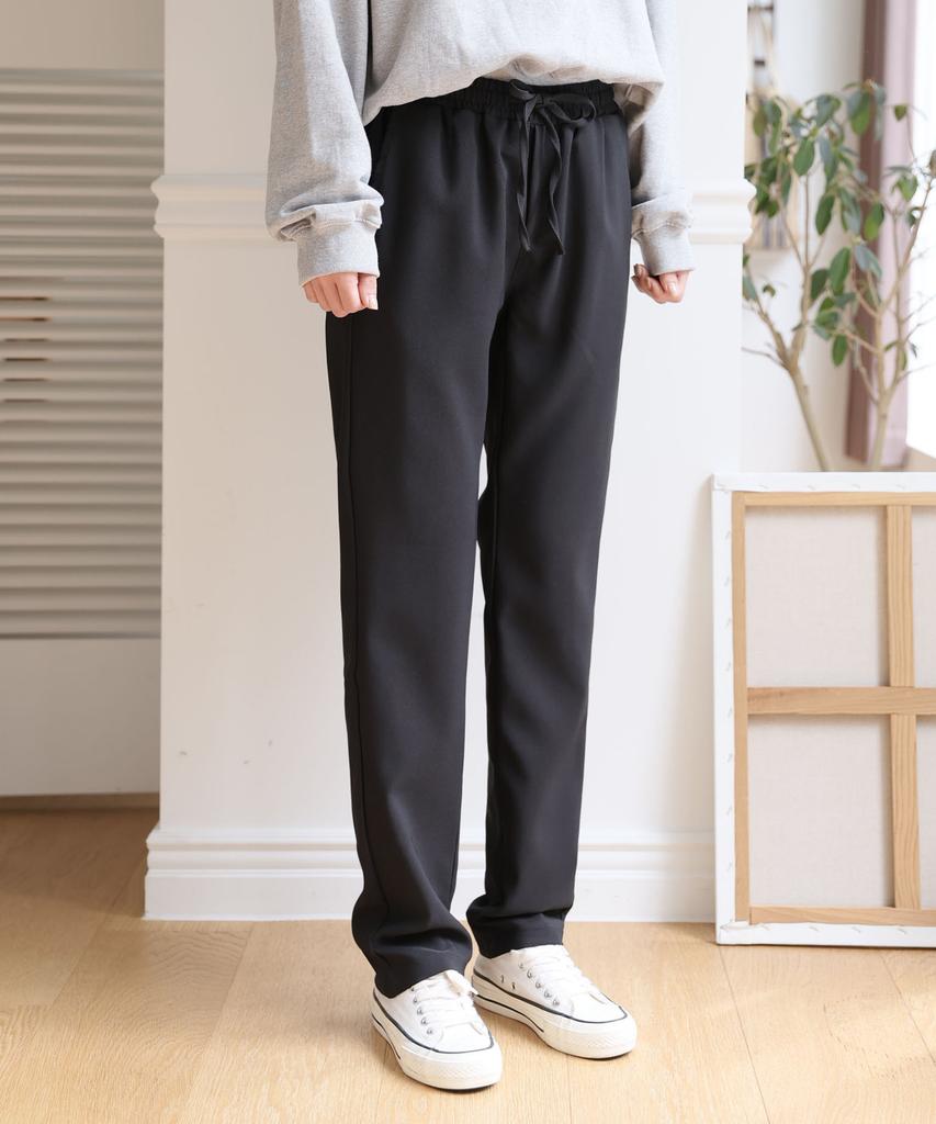 Jikeulib String Banding Stretch Black Slacks