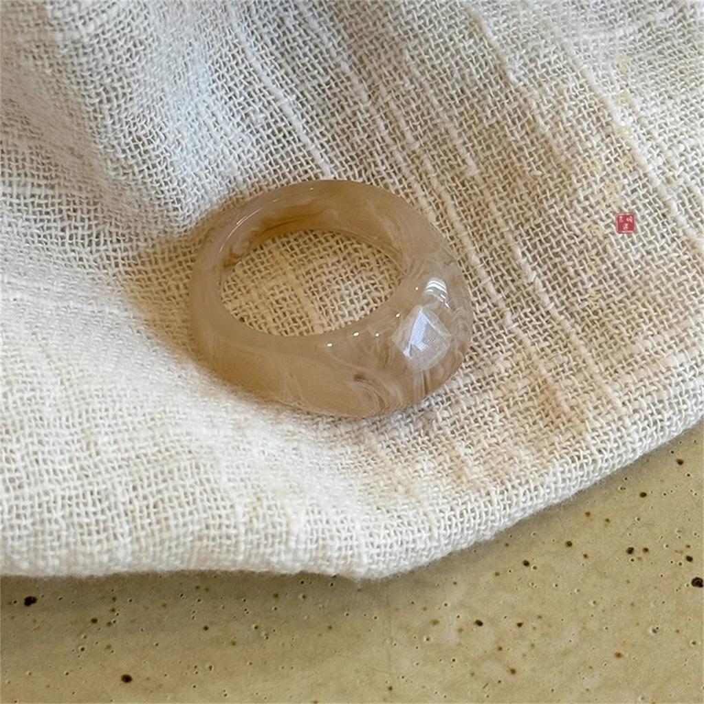 Moda Nueva Color Sólido Dulce Transparente Flor Acrílico Resina Cuentas Geométricas Irregulares Anillos Mujeres Niñas Fiesta Joyería Anillos