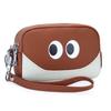 Fun 3-Zip Cartoon Eyes Coin Purse - Genuine Leather Mini Wallet with Wrist Strap, Portable Change Pouch for Coins,Keys & Cards