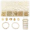 720Pcs Spacer Beads Set Assorted DIY Pearls Bracelet Earing Necklace Making Kit with Pearls Round/Star/Faceted/Flat/Heart Beads