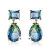 Luxus Blau Grün Wasser Tropfen Zirkon Ohrringe Mode Weomen Hochzeit Schmuck Lange Stück Kristall Stein Ohrring Für Frauen