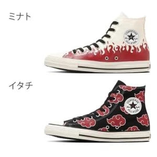 Converse All Star HI Naruto Shippuden Itachi Uchiha Akatsuki Design High Cut Sneakers 25.5cm Canvas Shoes Unisex