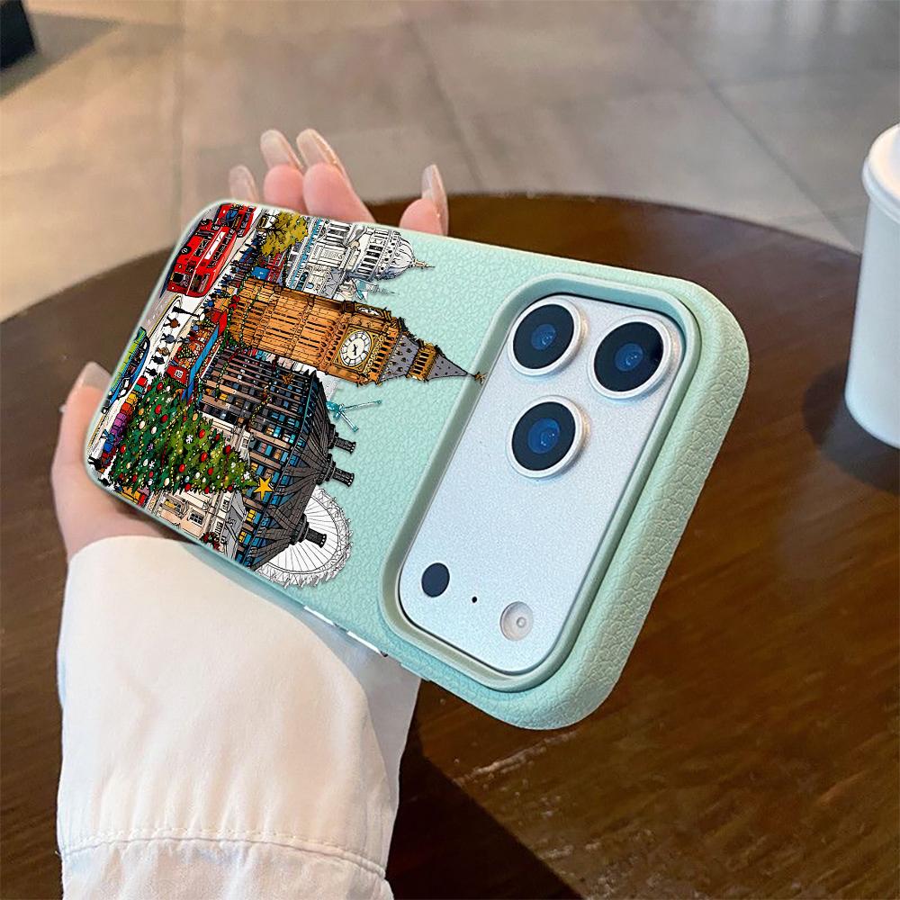 Ins Cartoon Christmas Style Phone Case For iPhone 17 16 Pro Max 15 14 13 12 11 Pro Max 16 Plus Streetscape Phone Covers
