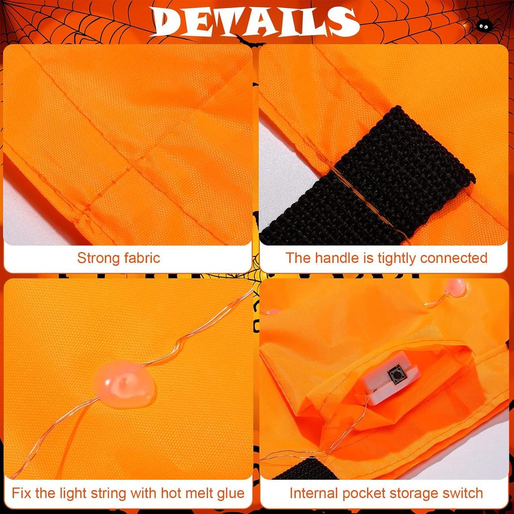 1-20 Stück LED Halloween Kürbis Korb Leuchtende Süßigkeiten Tragetasche für Kinder Süßes oder Saures Party Geschenk Eimer für Feiertagsdekoration Verwendung
