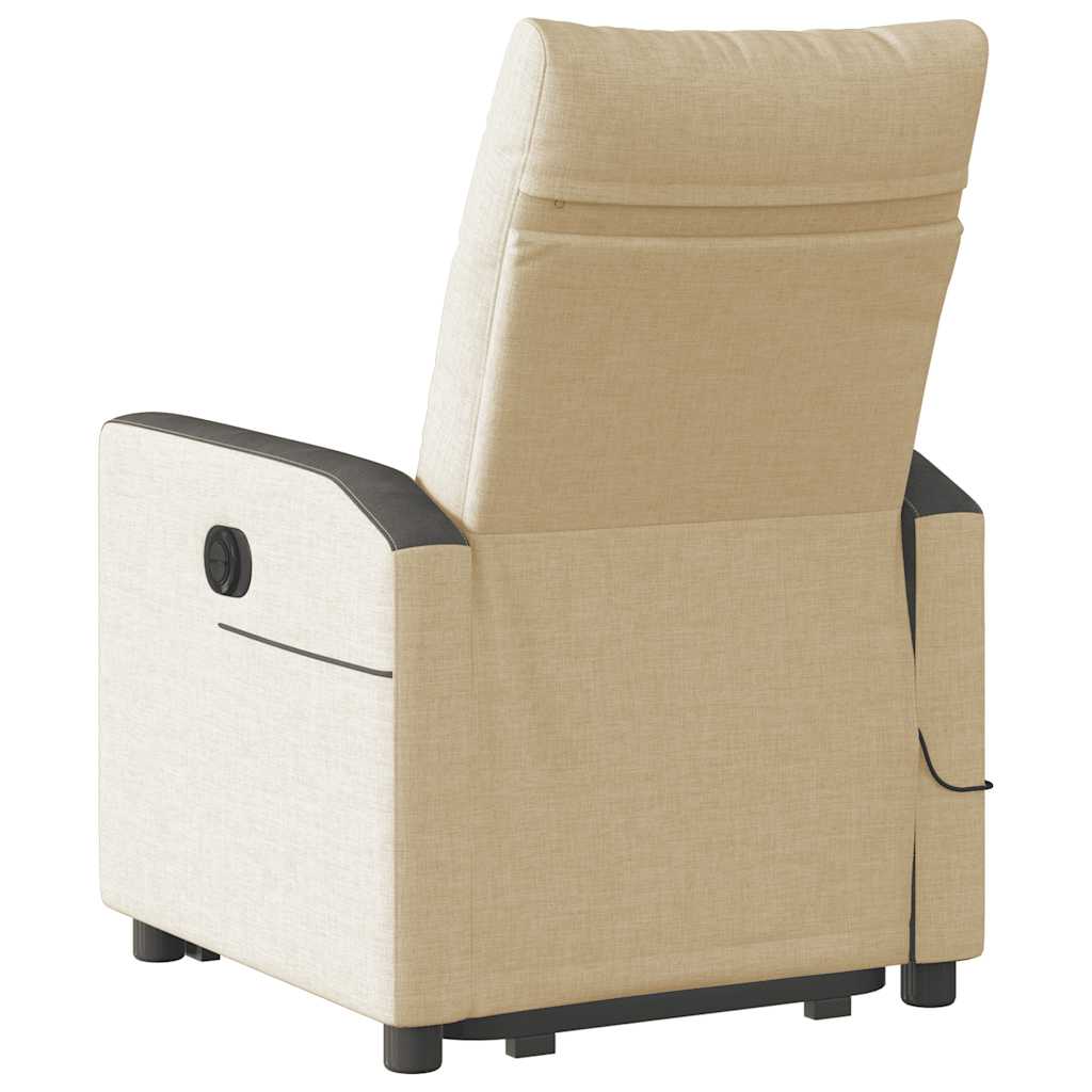 Massage Recliner with Rising Function Cream Fabric