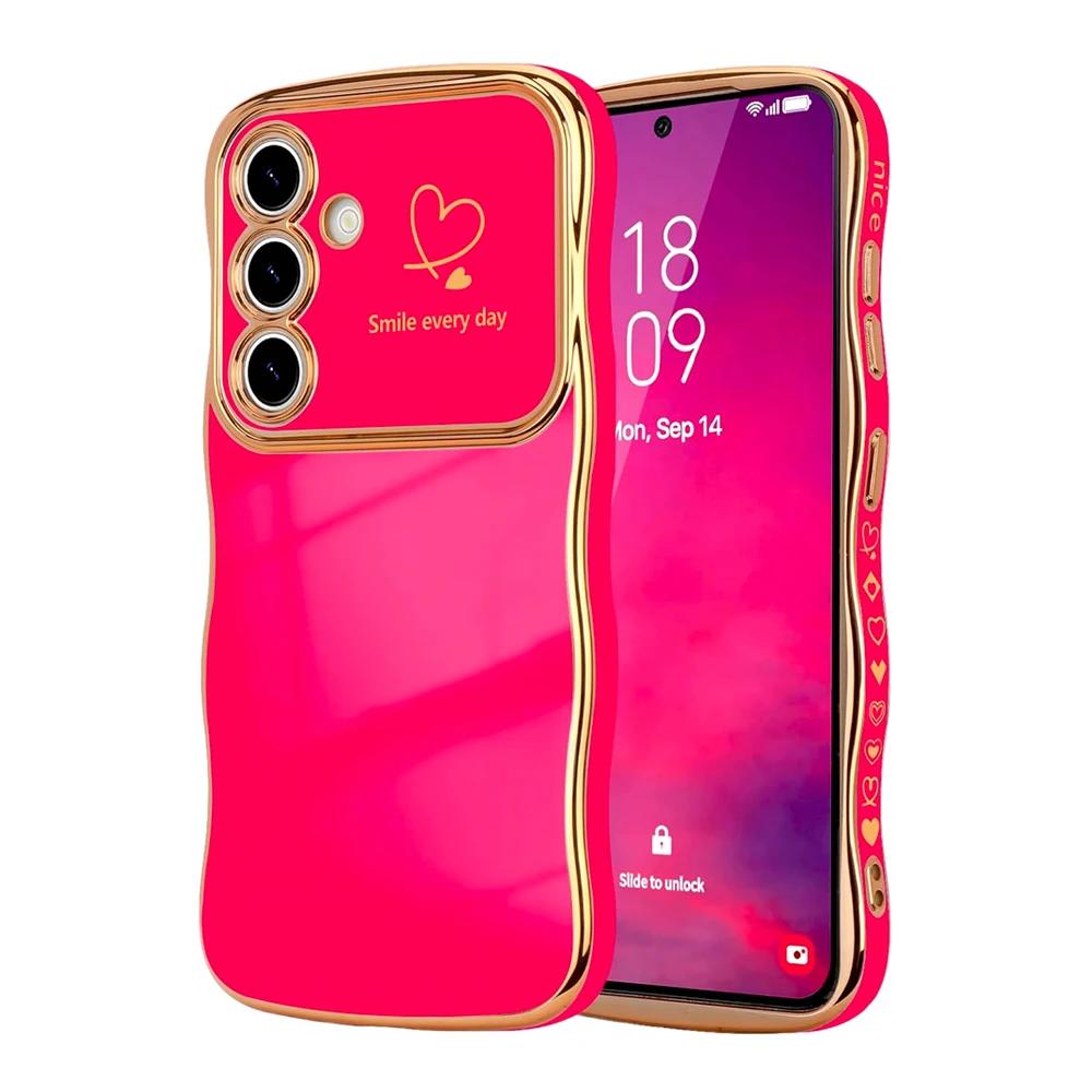 Wave Heart Shape Soft Case For Samsung Galaxy S25 S24 S23 S22 Ultra Plus S24FE A16 A56 A36 A55 A54 A15 A25 A26 A35 5G 4G Cover