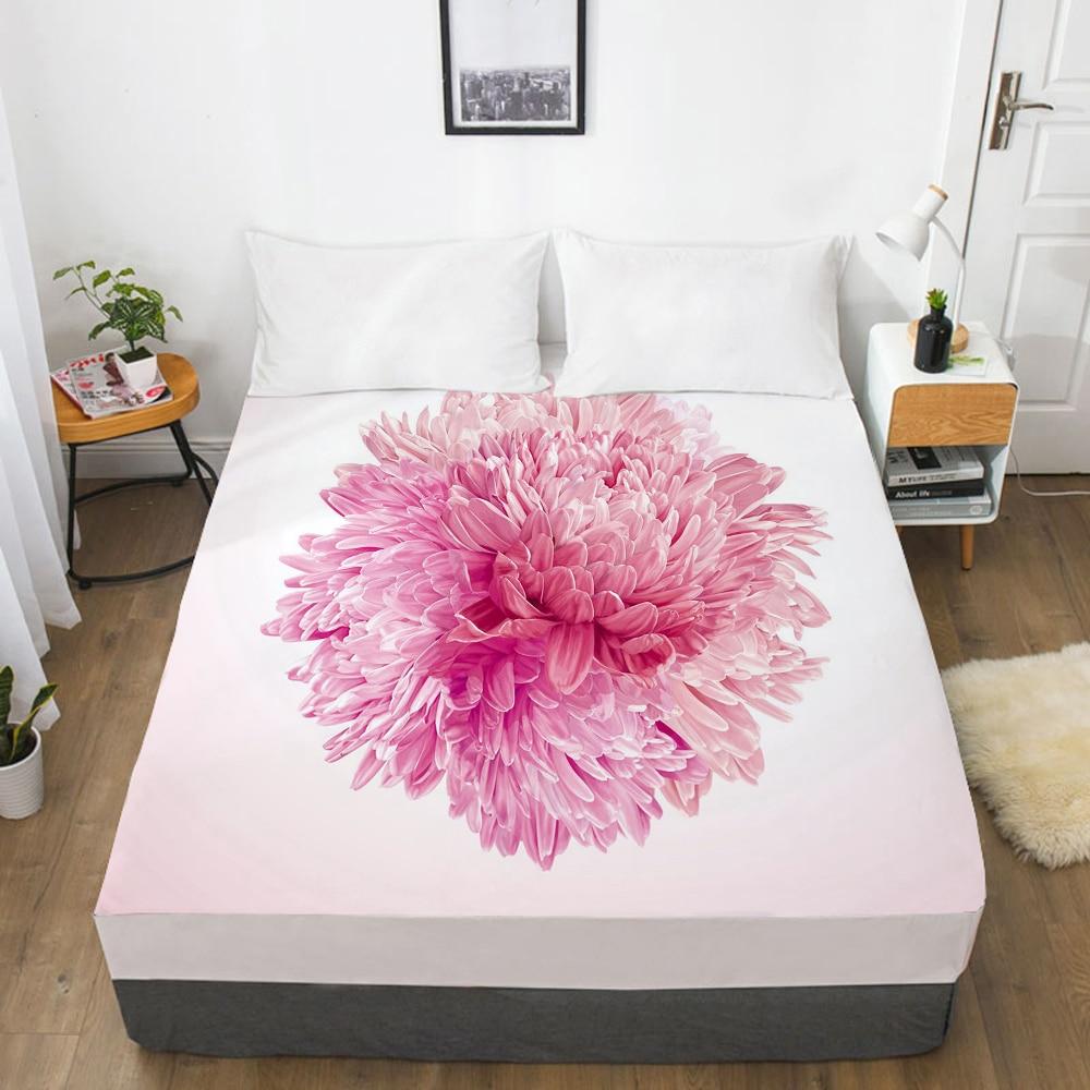 Mattress Cover Fitted Sheets With Elastic Band Bedsheet Bed Sheet Linens 160X200/200X220CM Size 3D Printed Pink plaid