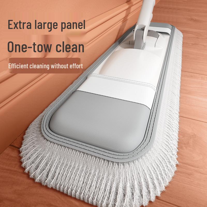 Pure Cotton Large Dust Mop for Hotels & Homes - Flat Mop for Tile Floors with Extended Cloth