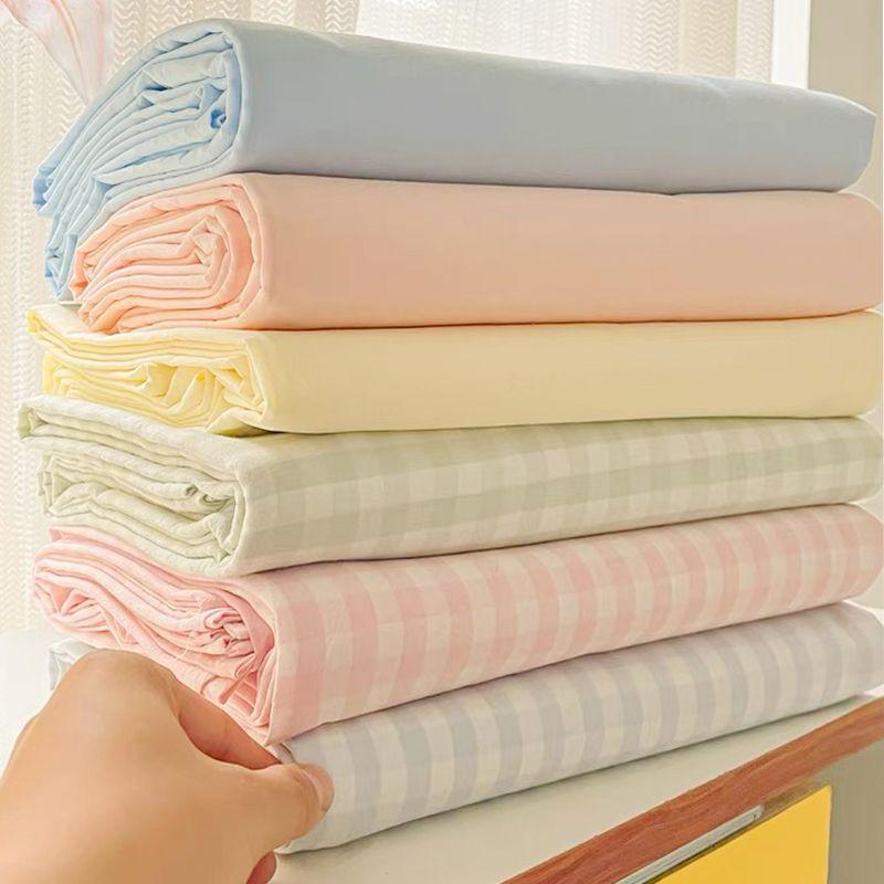 Cream Style Striped Skin-friendly Bed Sheet For Single Double Student Dormitory Household Bed