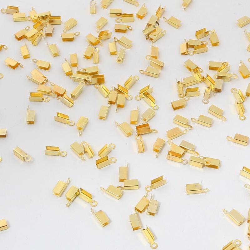 200 STÜCKE Beliebte Hochwertige Clip String Lederverbinder Perlenkappen Falten Crimpspitze Verschlüsse Bandschnurende Für Schmuckherstellung DIY