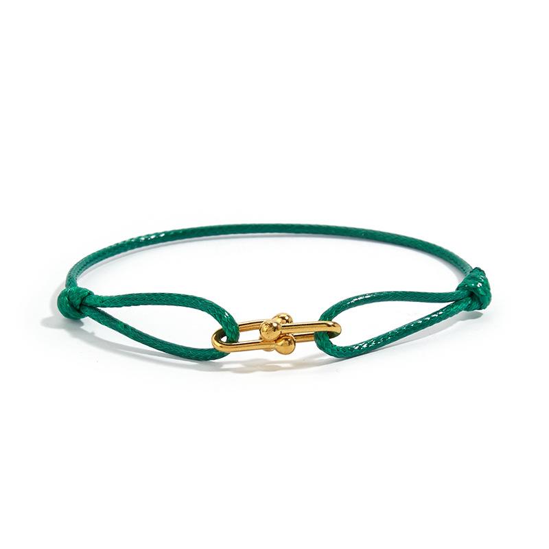 Handwoven Couple Hand Rope Bracelet Temperament Horseshoe Buckle Adjustable Stainless Steel Bracelet