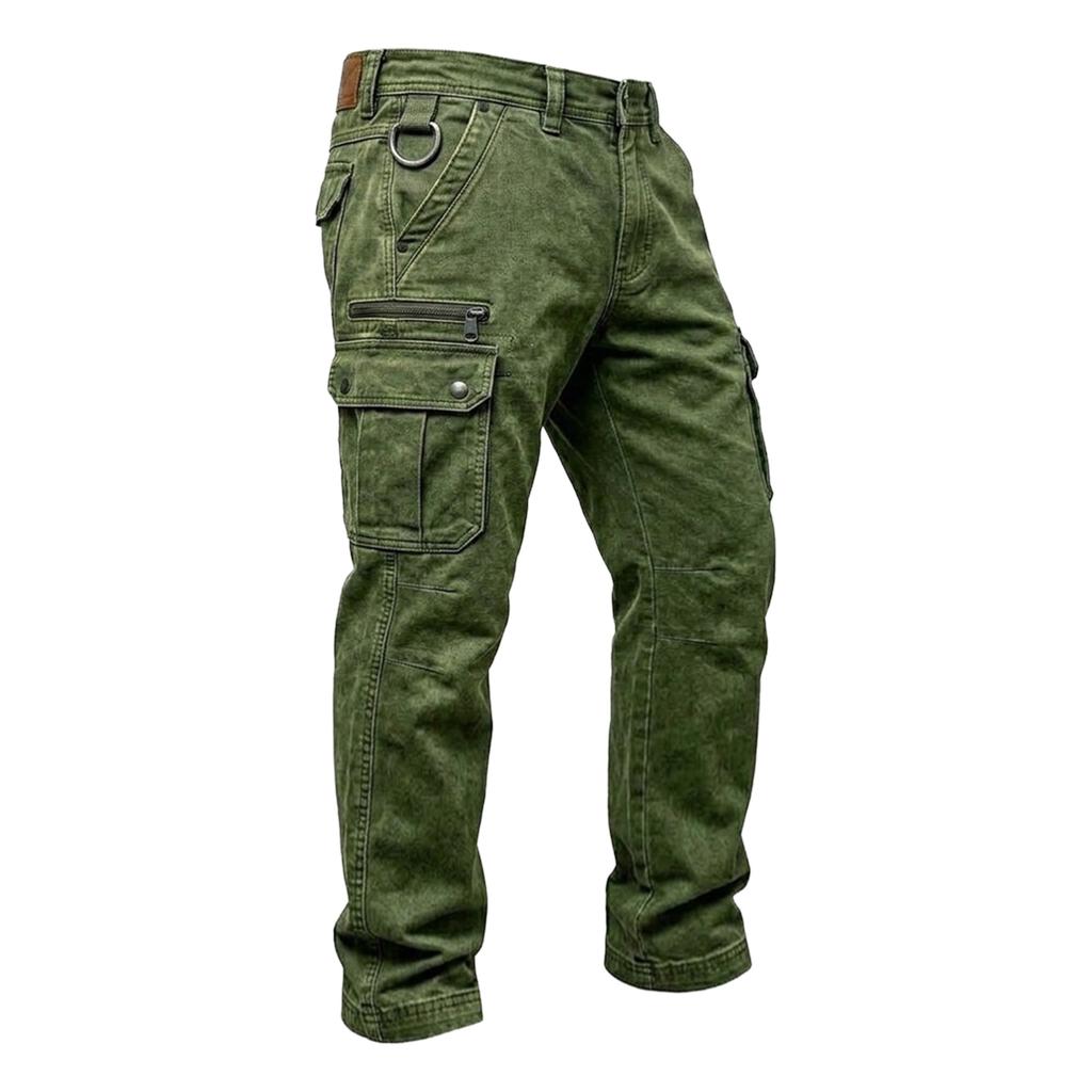 Pantalones Cargo de Color Retro para Hombre con Múltiples Bolsillos