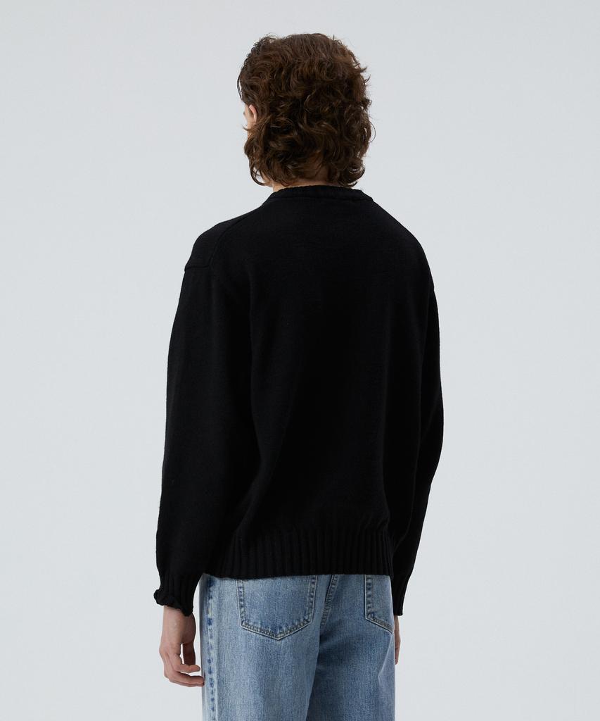 KNITTED Cashmere Wool Pocket Round Knit Black