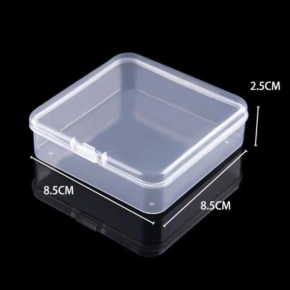 Square Mini Plastic Transparent Storage Box Jewelry Earrings Rings Beads Organizer Case Small Items Tools Sundries Container Box