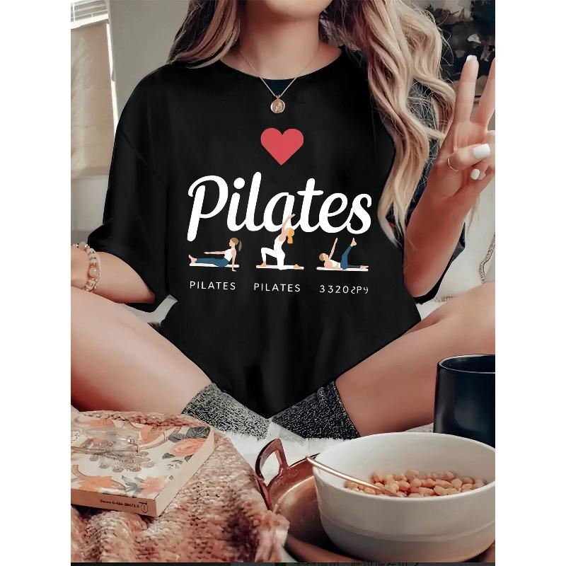 European Size Creative Fun English Heart Print Women's Casual Sports T-Shirt, Round Neck, Short Sleeve, Comfortable Summer Top