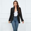 Women's Ruffle Edge Open Button Small Coat 2023 Autumn/Winter New Long Sleeve Short Top