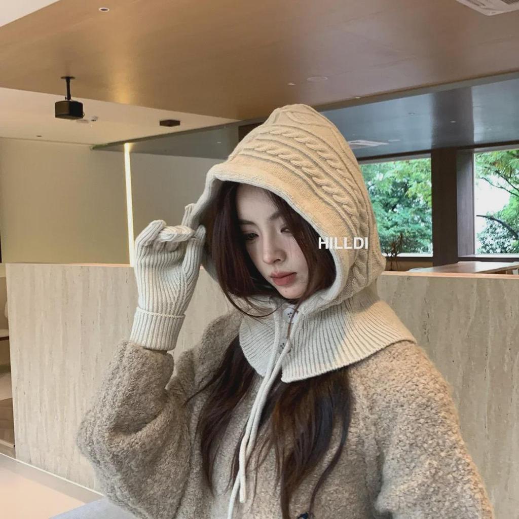Women's Korean Winter Knit Balaclava: Warm Wool Scarf, Head Cover & Ear Protection Hat