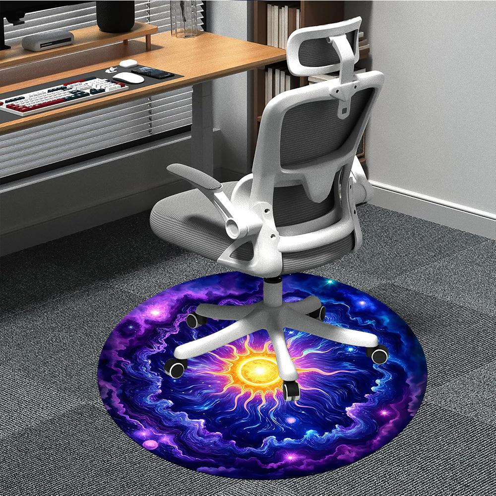1pc Cosmic MandalaChair Carpet for Office, Indoor Non-Slip Washable Polyester Fiber Carpet, Mat For Office, Machine Washable