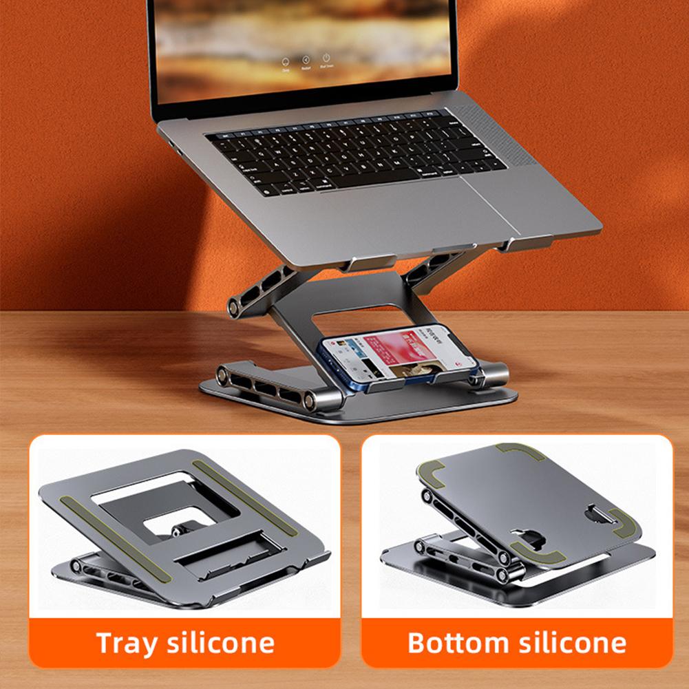 3 Layer Desktop Holder 360 Adjustable Foldable Phone Tablet Bracket Holder Aluminum Alloy Anti Slip for 11-17 Inch Notebook